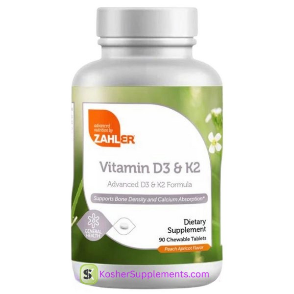 Zahler Vitamin D3 & K2 Chewable Tablets kosher supplement